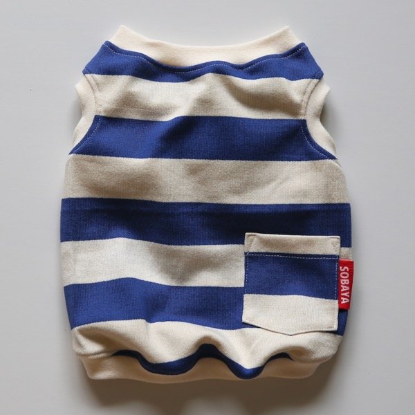 画像1: 太ボーダーポケットタンク（青） (1)